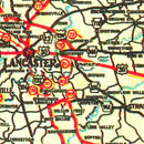 Vintage Map of Lancaster County, Pennsylvania 1955