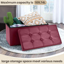 Ottoman Storage Bench 30x15x15 Inches Burgundy Leather