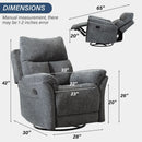 Swivel Rocker Recliner Chair Gray Fabric For Small Spaces