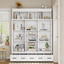 U-Can 78.7''H Hall Tree with Bench and 5 Storage Cubbies, Modern Entryway Storage Organizer Cabinet with 4 Doors, 5 Drawers and Adjustable Shelves for Hallway, Entryway, Living Room