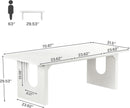 Modern White Dining Table 71 Inch With Wood Pedestal Base