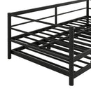 Twin Size Metal Daybed with LED and Adjustable Trundle, Pop Up Trundle, Black