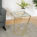 CREATIVE SIMPLE GLASS SIDE TABLE,GOLD+WHITE COLOR