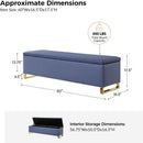 Navy Upholstered Storage Ottoman Bench With Hideaway