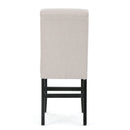 25' Contemporary Upholstered Counter Stools with Nailhead Trim (Set of 2), Wheat/Matte Black, Fabric