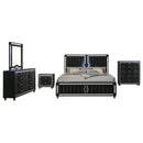 Ravenne 5-piece Velvet Upholstered California King LED Bedroom Set Black