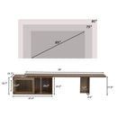 Mid-Century Modern 2 in 1 PET FRIENDLY Walnut TV Stand With Extendable table Soft cushion Sliding door Cat friendly furniture