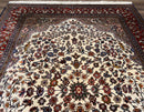 Beautiful Sino Persian Rug 7x10, Circle of Life Tree of Life Rug, Birds, Cream Red Navy Blue Taupe, Wool Silk Accents, Hand Knotted Vintage