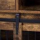 Furniture Style 2 in 1 PET FRIENDLY Dog Crate Composite Desk Hutch in Rustic Brown MDF and Steel