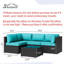 Five Piece Outdoor Patio Sectional Sofa Set Blue