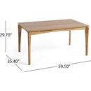 Dining Table, 6-Seater, Rubberwood with Walnut Veneer, Mid-Century, Natural Oak Finish