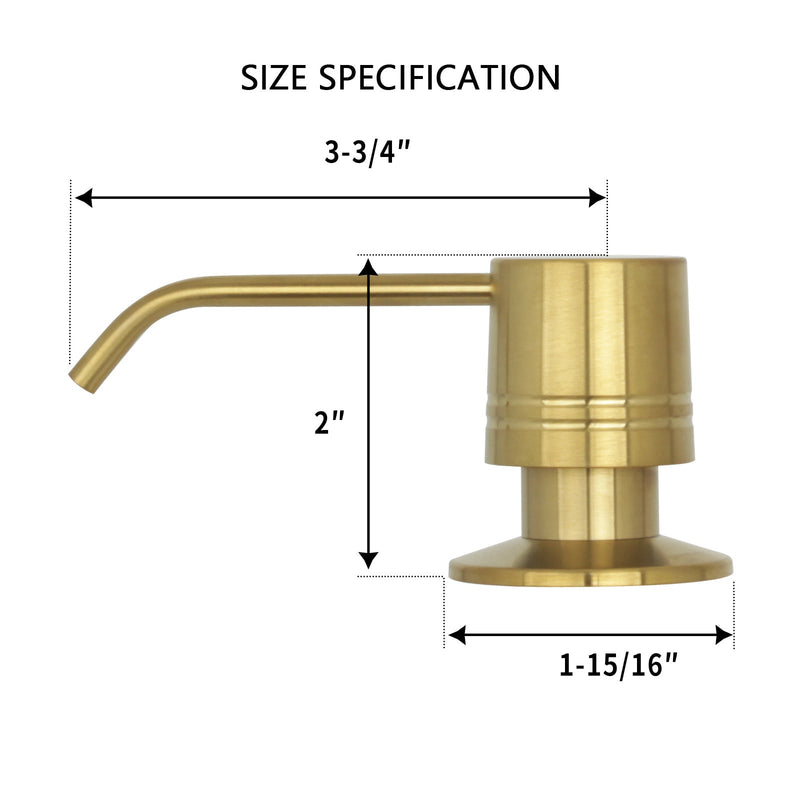 Built in Brushed Gold Soap Dispenser Refill from Top with 17 OZ Bottle - AK81002BTG