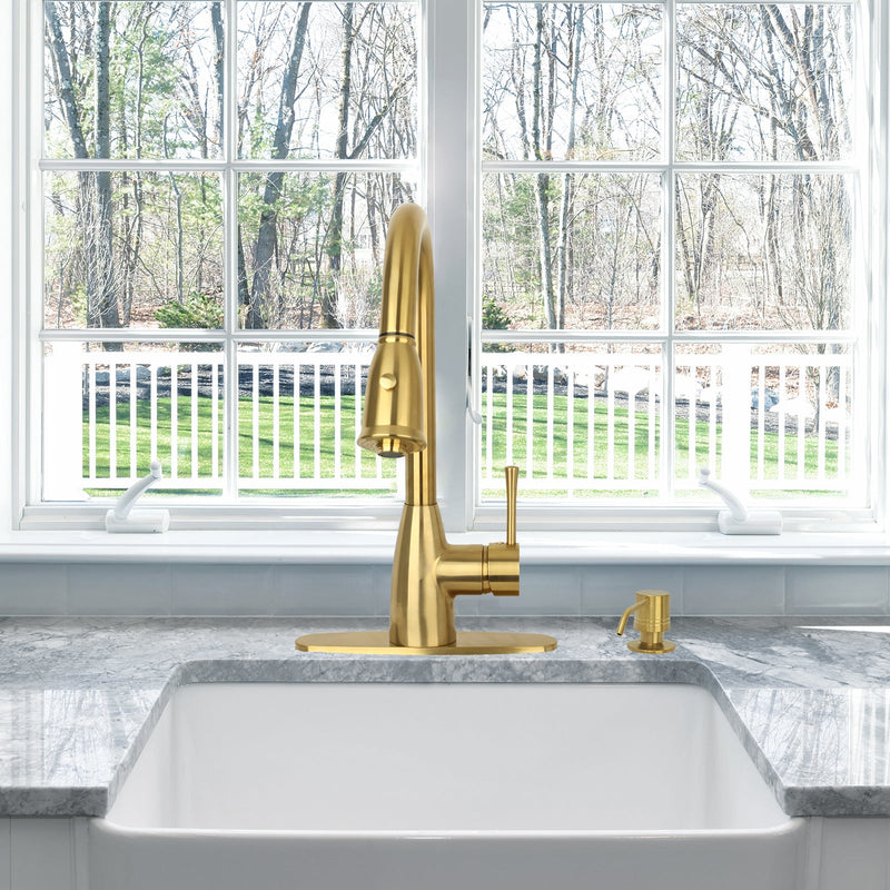 Built in Brushed Gold Soap Dispenser Refill from Top with 17 OZ Bottle - AK81002BTG