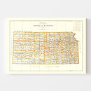 Vintage Map of Kansas 1876