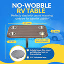 RV Side Tables | RV End Tables - Table Set - 6" Flush Mount Floor Plate / Anti Wobble, Cocktail Design (6 colors)