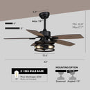 42 Inch Caged Ceiling Fan With Remote Control For Indoor And Outdoor