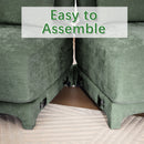 Elegant Green Chenille Two-Seater Sofa with Ottoman & Lumbar Pillows, Ergonomic Design, Easy Install