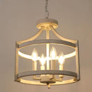 Distressed White 4 Light Farmhouse Chandelier Convertible Mount