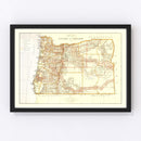 Vintage Map of Oregon 1876
