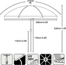 7Ft Heavy Duty Beach Umbrella UV 50 With Sand Anchor Tilt