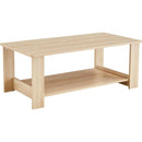 A modern and practical log colored textured coffee table,tea table. The double-layer coffee table is made of MDF material. Suitable for living room 43.3"x21.6"x16.5"