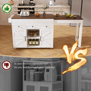 Modern Kitchen Island with Extendable Dining Table & Power Outlet, White MDF, 74.8'