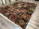 Indo Persian Rug 9x12, Bakhtiari Panel Design, Multicolor, Soft Wool Pile