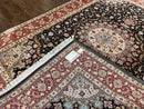 Marvelous Persian Tabriz Rug 7x10 ft, Super Fine 50 Raj, 300+ KPSI, Black and Rust Red, Floral Medallion Handmade Wool Oriental Carpet, Top Quality