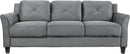 Harrington Grey Sofa Button Tufted Rolled Arm With Plush Cushions