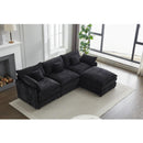 Modular Sectional Sofa, 3-Seater Sofa with Ottoman, Modern L-Shaped Sofa for Living Room Bedroom Apartment