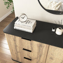 Modern 6-Drawer Natural Wood MDF Cabinet with Metal Rounded Corners and Exquisite Handles – Multi-Functional Storage