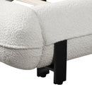 Queen Size Upholstered Bed Frame with Boucle Fabric and Steel Legs, White