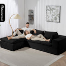Black Corduroy Cloud Sectional Sofa, 107" L-Shape