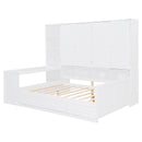 Full Size Wooden Daybed With Three Drawers, and All-in-One Cabinet, Desk and Shelves, White