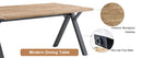 63'x35.4' Wood-Textured MDF Dining Table with Black A-Frame Legs.Density Board Sticker,Iron Pipe Spraying,Suitable for various occasions such as living rooms, kitchens, terraces, etc.