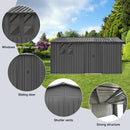 Metal garden sheds 12ftx10ft outdoor storage sheds grey with window with sliding door