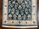 Green Indo Persian Rug 4x6, Floral Allover, Handmade Vintage Oriental Carpet, Sarouk Rug, Wool