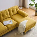 Modern Velvet L-Shaped Sectional Sofa for Living Room or Bedroom, Yellow, 82.6'