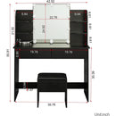 Black Vanity Set With 10 Lights For Bedroom Storage