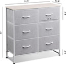 Light Grey Fabric Dresser With 6 Drawers And Fabric Bins
