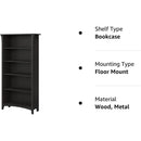 Vintage Black Bookcase With Adjustable Shelves For Home