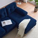 Modern Velvet L Shaped Sectional Sofa for Living Room and Bedroom, Blue, 82.6 Inch