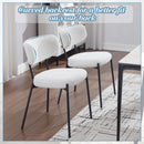 White Boucle Upholstered Dining Chairs Curved Back