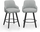 Linen Fabric Upholstered Swivel Barstools Set of Two