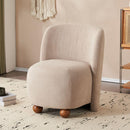 Modern Low Back Accent Chair, Upholstered Armless Living Room Chairs, Round Pine Wood Feet, for Small Living Spaces, Living Room, Bedroom, Balcony, Office, Reading Nook, Khaki