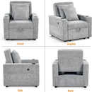 Convertible Sleeper Chair Bed With Linen Upholstery