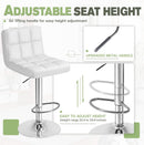 White PU Leather Swivel Bar Stool Set Of 2 Adjustable Height