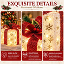 Set of 3 Christmas Lighted Gift Boxes, Gold Snowflake Boxes