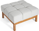 Square White Upholstered Ottoman Featuring Dense Foam