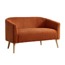 50.78'W Modern Loveseat Couch Sofa with Corduroy Upholstery, Wooden Legs, 2-Seat for Small Spaces Office Studio Apartment Bedroom, Orange